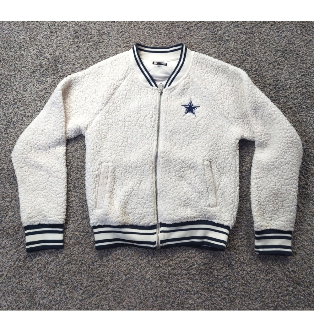 NFL Jacket Women S White Dallas Cowboys Bomber Sherpa Fleece Varsity Full Zip